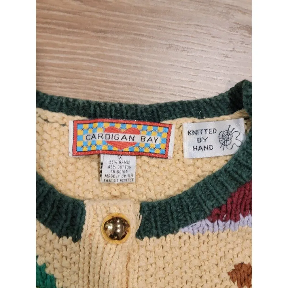 VTG Cardigan Bay Christmas Sweater 1X Cardigan‎ Hand-Knitted